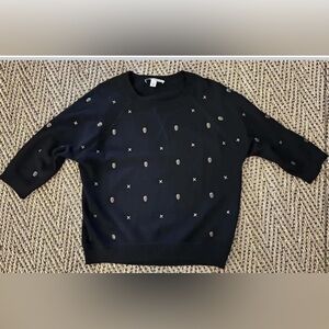 EUC Autumn Cashmere Brass Skull Stud Sweatshirt Sweater Lg